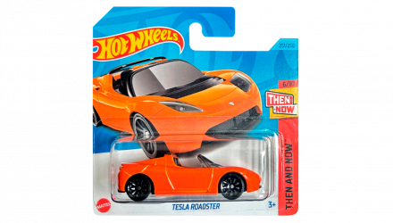 Машинка Базовая Hot Wheels Tesla Roadster Then and Now 1:64 HKJ44 Orange - Retromagaz, image 1