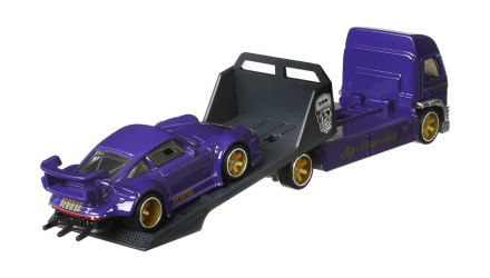 Машинка Premium Hot Wheels 2шт RWB Porsche 930 та Транспортер Aero Lift Team Transport 1:64 GJT37 Purple - Retromagaz, image 6