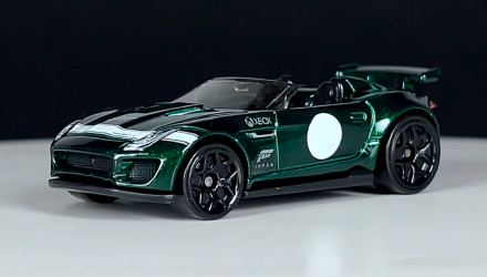 Тематическая Машинка Hot Wheels '15 Jaguar F-Type Project 7 Forza 1:64 HLK27 Green - Retromagaz, image 2