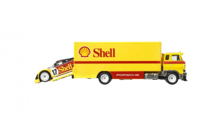 Машинка Premium Hot Wheels 2шт Porsche 962 та Транспортер Sakura Sprinter Shell Team Transport 1:64 FLF56/HCR34 Yellow - Retromagaz, image 4