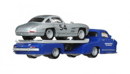 Машинка Premium Hot Wheels 2шт Mercedes-Benz 300 SL и Транспортер '55 Blaues Wunder Team Transport 1:64 HRV48 Silver - Retromagaz, image 4