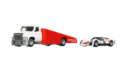 Машинка Premium Hot Wheels 2шт '66 Porsche 906 Carrera 6 и Транспортер Carry On Team Transport 1:64 FLF56/HRV47 White - Retromagaz, image 1