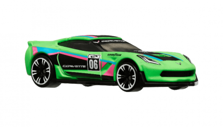 Тематическая Машинка Hot Wheels Corvette C7 Z06 Neon Speeders 1:64 HLH72/HRW81 Green - Retromagaz, image 4