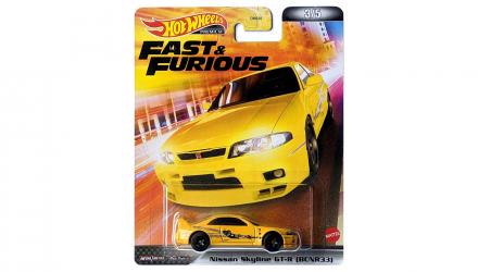 Машинка Premium Hot Wheels Nissan Skyline GT-R (BCNR33) Fast & Furious 1:64 HCP26 Yellow - Retromagaz, image 1