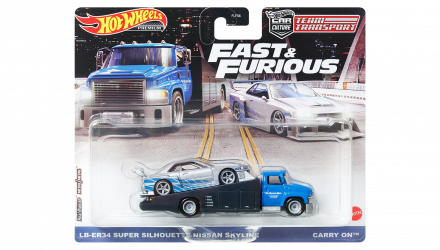 Машинка Premium Hot Wheels 2шт LB-ER34 Super Silhouette Nissan Skyline и Транспортер Carry On Fast & Furious Team Transport 1:64 HPX97 Silver - Retromagaz, image 1