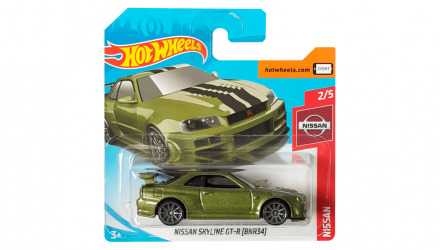 Машинка Базовая Hot Wheels Skyline GT-R (BNR34) Nissan 1:64 FYC52 Green - Retromagaz, image 1