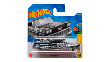 Машинка Базовая Hot Wheels '58 Impala Treasure Hunts Art Cars 1:64 HCX98 Black - Retromagaz, image 1