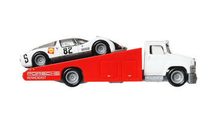 Машинка Premium Hot Wheels 2шт '66 Porsche 906 Carrera 6 и Транспортер Carry On Team Transport 1:64 FLF56/HRV47 White - Retromagaz, image 3