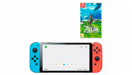 Набір Консоль Nintendo Switch OLED Model HEG-001 64GB Blue Red Б/У + Гра The Legend of Zelda Breath of The Wild Російська Озвучка Б/У - Retromagaz, image 1