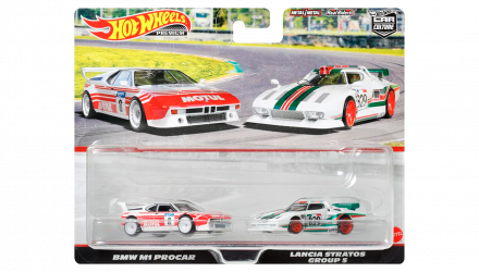 Машинка Premium Hot Wheels 2шт BMW M1 Procar / Lancia Stratos Group 5 2-Packs 1:64 HFF30 White - Retromagaz, image 1