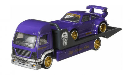 Машинка Premium Hot Wheels 2шт RWB Porsche 930 та Транспортер Aero Lift Team Transport 1:64 GJT37 Purple - Retromagaz, image 1