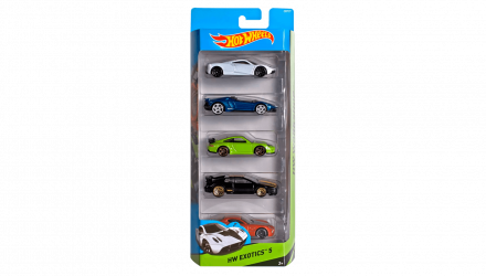 Машинка Базовая Hot Wheels 5шт Pagani Huayra / Lamborghini Aventador / Porsche 911 / Lotus Espirit / Alfa Romeo Exotics 1:64 CDT27 Green - Retromagaz, image 1