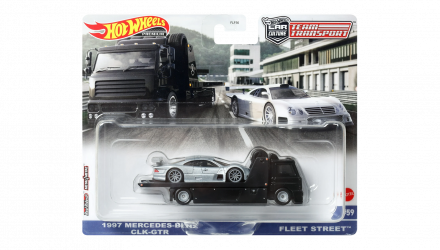 Машинка Premium Hot Wheels 2шт 1997 Mercedes-Benz CLK-GTR та Транспортер Fleet Street Team Transport 1:64 FLF56/HKF46 Silver - Retromagaz, image 1