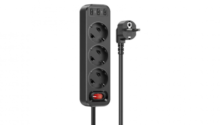 Мережевий фільтр Hoco NS2 3-position Extension Cord Socket Black 4000 W - Retromagaz, image 3