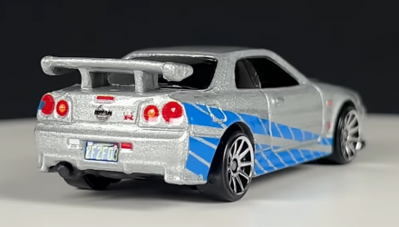 Тематическая Машинка Hot Wheels Nissan Skyline GT-R (BNR34) Fast & Furious 1:64 HNR88/HNT02 Silver - Retromagaz, image 3