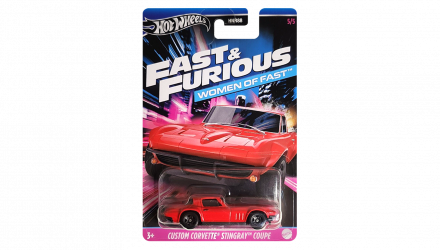 Тематическая Машинка Hot Wheels Custom Corvette Stingray Coupe Women of Fast & Furious 1:64 HNR88/HRW40 Red - Retromagaz, image 1