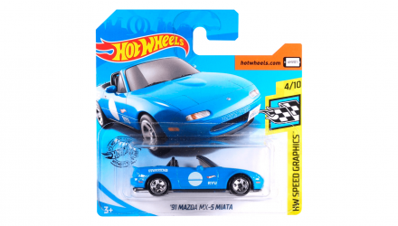 Машинка Базовая Hot Wheels '91 Mazda MX-5 Miata Speed Graphics 1:64 FYB66 Blue - Retromagaz, image 1