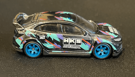 Машинка Базовая Hot Wheels Honda Civic Type R HKS Super Treasure Hunt STH J-Imports 1:64 GTD05 Black - Retromagaz, image 1