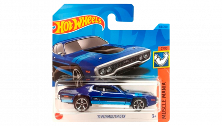 Машинка Базовая Hot Wheels '71 Plymouth GTX Muscle Mania 1:64 HKK91 Blue - Retromagaz, image 1