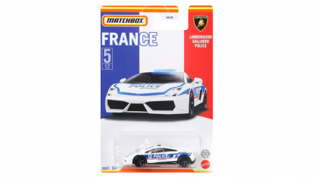 Тематическая Машинка Matchbox Lamborghini Gallardo Police France 1:64 HBL08 White - Retromagaz, image 1