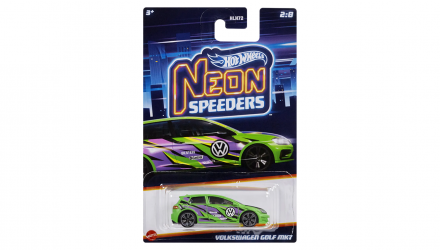 Тематическая Машинка Hot Wheels Volkswagen Golf Mk7 Neon Speeders 1:64 HLH72/HLH74 Green - Retromagaz, image 1