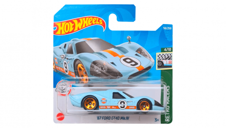 Машинка Базова Hot Wheels '67 Ford GT40 Mk.IV Gulf Retro Racers 1:64 HCT72 Light Blue - Retromagaz, image 1