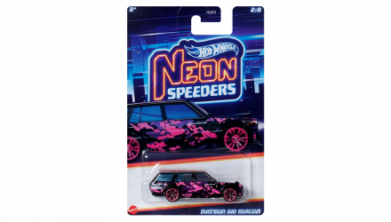 Тематическая Машинка Hot Wheels Datsun 510 Wagon Neon Speeders 1:64 HLH72/HRW68 Black - Retromagaz, image 1