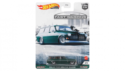 Машинка Premium Hot Wheels Volvo P220 Amazon Wagon Fast Wagons 1:64 GRJ64 Green - Retromagaz, image 1