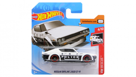 Машинка Базовая Hot Wheels Nissan Skyline 2000 GT-R Police Rescue 1:64 FYC81 White - Retromagaz, image 1