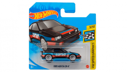 Машинка Базовая Hot Wheels 1985 Honda CR-X Speed Graphics 1:64 GTC57 Black - Retromagaz, image 1