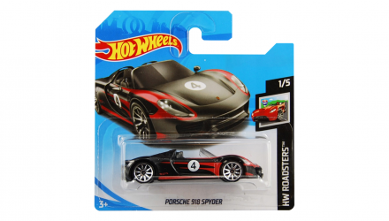 Машинка Базовая Hot Wheels Porsche 918 Spyder Roadsters 1:64 FYD27 Black - Retromagaz, image 1