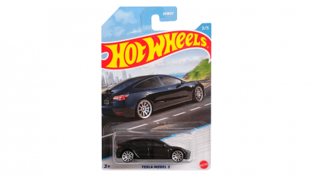 Тематическая Машинка Hot Wheels Tesla Model 3 Luxury Sedans 1:64 HDH14 Black - Retromagaz, image 1