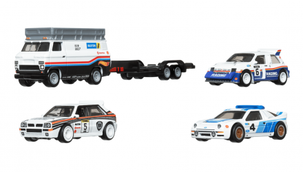 Машинка Premium Hot Wheels 4шт MG Metro 6R4 / Lancia Delta / Ford RS200 / HW Rally Hauler Group B Diorama 1:64 HKC18 White - Retromagaz, image 2