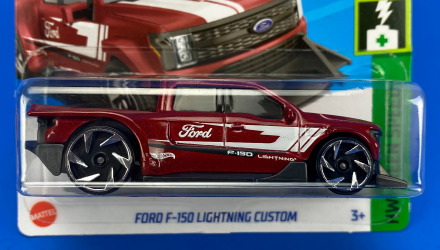 Машинка Базовая Hot Wheels Ford F-150 Lightning Custom Green Speed 1:64 HTB82 Dark Red - Retromagaz, image 1