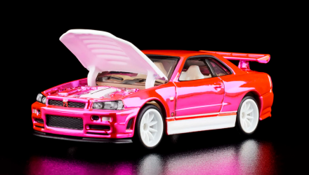 Машинка Premium Hot Wheels Nissan Skyline GT-R (BNR34) Red Line Club RLC 1:64 HNL06 Pink - Retromagaz, image 9