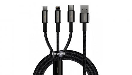 Кабель Baseus Tungsten 3 in 1 USB 2.0 - Lightning + Micro-USB + USB Type-C 1.5m - Retromagaz, image 1