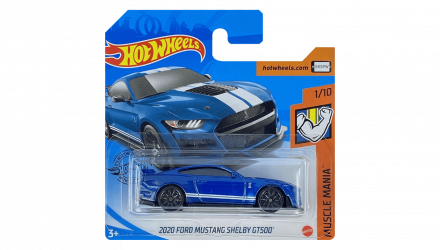 Машинка Базовая Hot Wheels 2020 Ford Mustang Shelby GT500 Muscle Mania 1:64 GHB32 Blue - Retromagaz, image 1