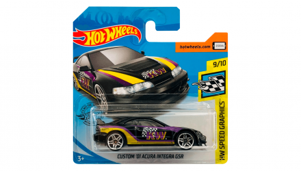 Машинка Базова Hot Wheels Custom '01 Acura Integra GSR Speed Graphics 1:64 FYF02 Black - Retromagaz, image 1