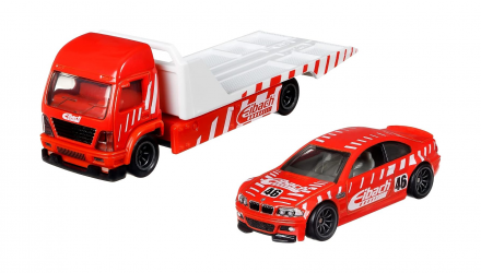 Машинка Premium Hot Wheels 2шт BMW M3 E46 и Транспортер Aero Lift Team Transport 1:64 GRK57 Red - Retromagaz, image 2