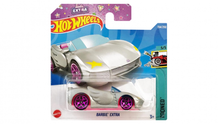 Машинка Базовая Hot Wheels Barbie Extra Tooned 1:64 HCT35 Metallic Silver - Retromagaz, image 1