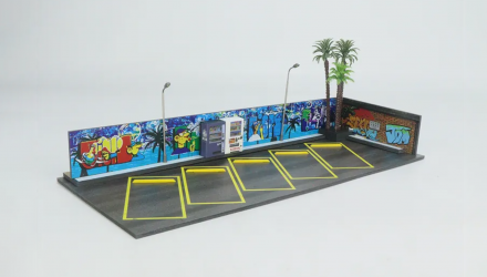 Діорама G-Fans Beach Parking Пляжна Парковка з Графіті та Підсвіткою 1:64 Blue - Retromagaz, image 2