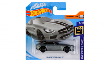 Машинка Базовая Hot Wheels Fast & Furious '15 Mercedes-AMG GT Screen Time 1:64 FYC95 Metallic Silver - Retromagaz, image 1