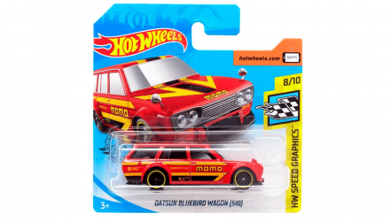 Машинка Базовая Hot Wheels Datsun Bluebird Wagon (510) Speed Graphics 1:64 GHC90 Red - Retromagaz, image 1