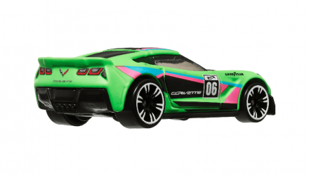 Тематическая Машинка Hot Wheels Corvette C7 Z06 Neon Speeders 1:64 HLH72/HRW81 Green - Retromagaz, image 2