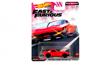 Машинка Premium Hot Wheels '65 Corvette Stingray Coupe Fast & Furious 1:64 GJR78 Red - Retromagaz, image 1