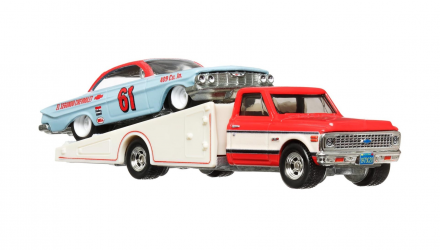 Машинка Premium Hot Wheels 2шт '61 Impala и Транспортер '72 Chevy Ramp Truck Team Transport 1:64 FLF56/HKF40 Light Blue - Retromagaz, image 5