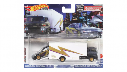 Машинка Premium Hot Wheels 2шт Nissan Silvia (S13) и Транспортер Sakura Sprinter Team Transport 1:64 FLF56/HKF41 Grey - Retromagaz, image 1