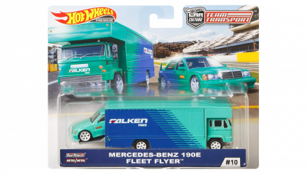 Машинка Premium Hot Wheels 2шт Mercedes-Benz 190E и Транспортер Fleet Flyer Team Transport 1:64 FYT08 Green - Retromagaz, image 1