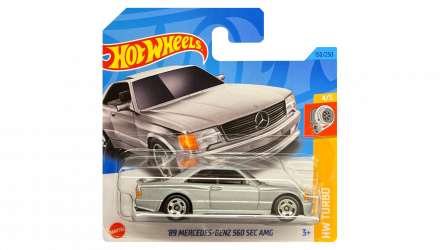 Машинка Базовая Hot Wheels '89 Mercedes-Benz 560 SEC AMG Turbo 1:64 HKK85 Metallic Silver - Retromagaz, image 1