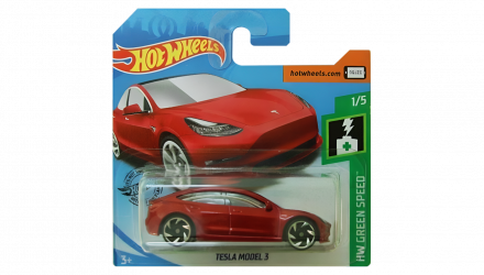 Машинка Базовая Hot Wheels Tesla Model 3 Green Speed 1:64 FYD88 Red - Retromagaz, image 1